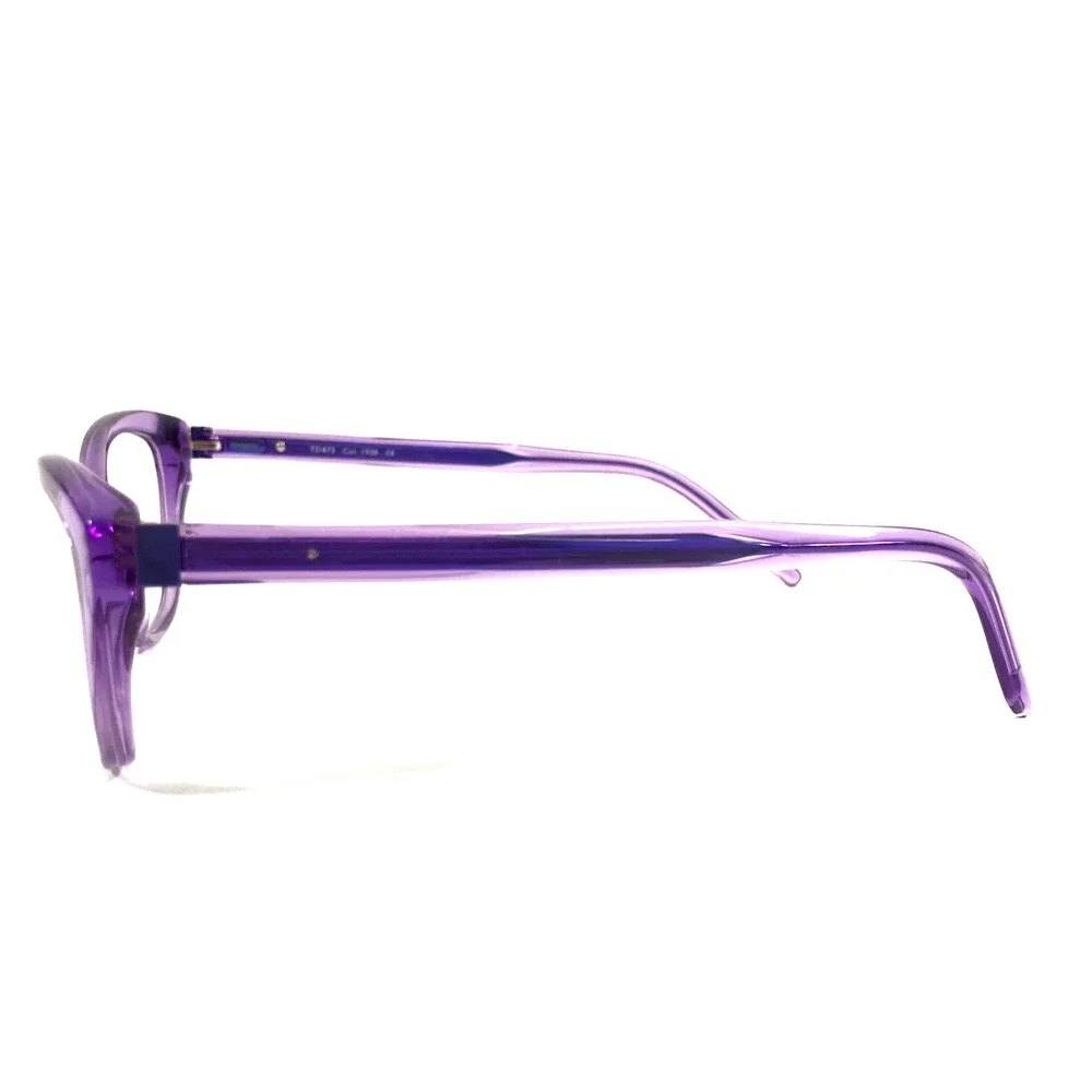 Tom Davies Eyeglasses Frames TD675 Col. 1938 Clear Purple Cat Eye 53-16-140